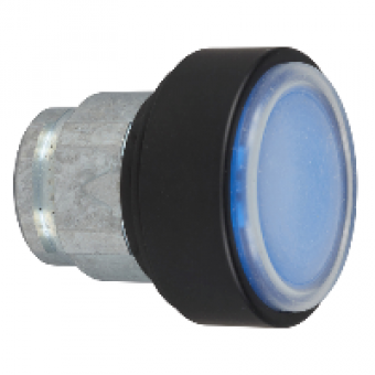 ZB4BP6837 - blue flush pushbutton head Ø22 spring return unmarked, Schneider Electric