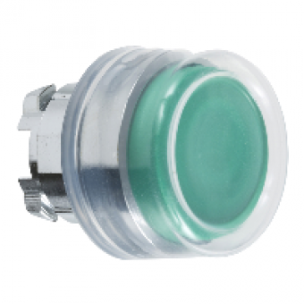 ZB4BPA3 - green flush pushbutton head Ø22 spring return unmarked, Schneider Electric