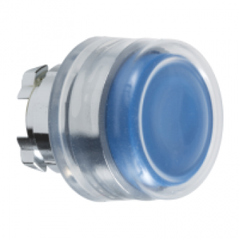 ZB4BPA6 - blue flush pushbutton head Ø22 spring return unmarked, Schneider Electric