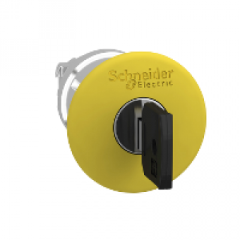 ZB4BS15 - yellow mushroom Ø40 mm Emergency stop Ø22 key release 455E, Schneider Electric
