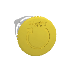 ZB4BS55 - yellow Ø40 mushroom pushbutton head Ø22 latching turn release, Schneider Electric