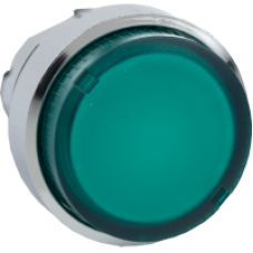 ZB4BW13 - green projecting illuminated pushbutton head Ø22 spring return for BA9s bulb, Schneider Electric