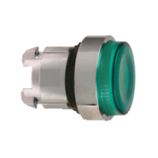 ZB4BW13S - green projecting illuminated pushbutton head Ø22 spring return for BA9s bulb, Schneider Electric