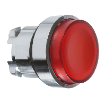 ZB4BW14 - red projecting illuminated pushbutton head Ø22 spring return for BA9s bulb, Schneider Electric