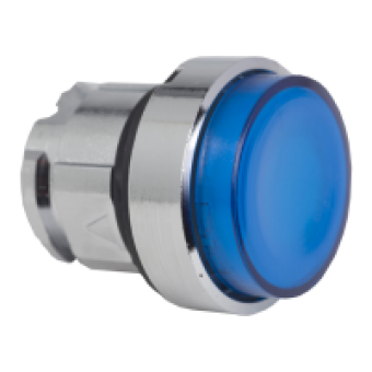 ZB4BW163 - blue projecting illuminated pushbutton head Ø22 spring return for integral LED, Schneider Electric