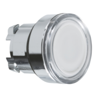 ZB4BW31 - white flush illuminated pushbutton head Ø22 spring return for BA9s bulb, Schneider Electric