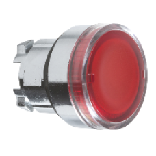 ZB4BW34 - red flush illuminated pushbutton head Ø22 spring return for BA9s bulb, Schneider Electric