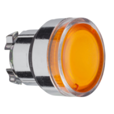ZB4BW35 - orange flush illuminated pushbutton head Ø22 spring return for BA9s bulb, Schneider Electric