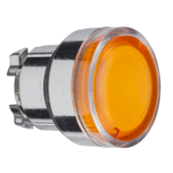 ZB4BW35 - orange flush illuminated pushbutton head Ø22 spring return for BA9s bulb, Schneider Electric