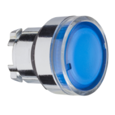 ZB4BW36 - blue flush illuminated pushbutton head Ø22 spring return for BA9s bulb, Schneider Electric