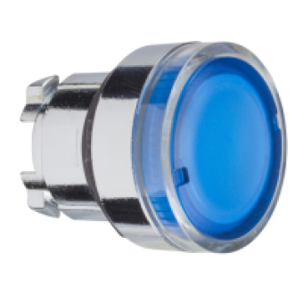 ZB4BW36 - blue flush illuminated pushbutton head Ø22 spring return for BA9s bulb, Schneider Electric