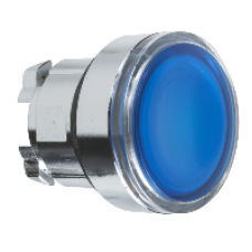 ZB4BW363 - blue flush illuminated pushbutton head Ø22 spring return for integral LED, Schneider Electric