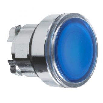 ZB4BW363 - blue flush illuminated pushbutton head Ø22 spring return for integral LED, Schneider Electric