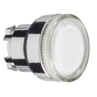 ZB4BW37 - clear flush illuminated pushbutton head Ø22 spring return for BA9s bulb, Schneider Electric