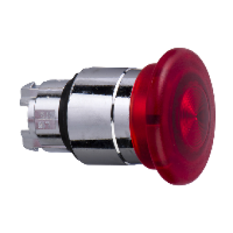 ZB4BW443 - red Ø40 illum mushroom pushbutton head Ø22 spring return for integral LED, Schneider Electric