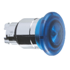 ZB4BW463 - blue Ø40 illum mushroom pushbutton head Ø22 spring return for integral LED, Schneider Electric