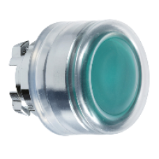 ZB4BW533 - green flush illuminated pushbutton head Ø22 spring return for integral LED, Schneider Electric