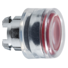 ZB4BW543 - red flush illuminated pushbutton head Ø22 spring return for integral LED, Schneider Electric
