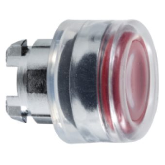 ZB4BW543 - red flush illuminated pushbutton head Ø22 spring return for integral LED, Schneider Electric