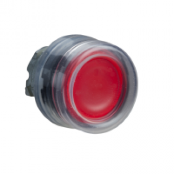ZB4BW5437 - red flush illuminated pushbutton head Ø22 spring return for integral LED, Schneider Electric
