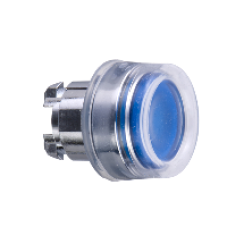 ZB4BW563 - blue flush illuminated pushbutton head Ø22 spring return for integral LED, Schneider Electric