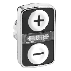 ZB4BW7A1715 - white flush/white flush illuminated double-headed pushbutton Ø22 with marking, Schneider Electric