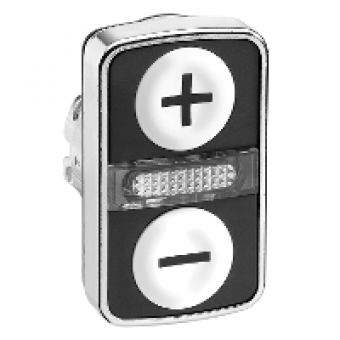 ZB4BW7A1715 - white flush/white flush illuminated double-headed pushbutton Ø22 with marking, Schneider Electric
