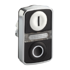 ZB4BW7A1721 - white flush/black flush illuminated double-headed pushbutton Ø22 with marking, Schneider Electric