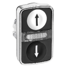 ZB4BW7A1724 - white flush/black flush illuminated double-headed pushbutton Ø22 with marking, Schneider Electric