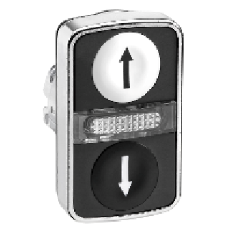 ZB4BW7A1724 - white flush/black flush illuminated double-headed pushbutton Ø22 with marking, Schneider Electric