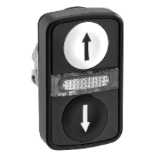 ZB4BW7A17247 - white flush/black flush illuminated double-headed pushbutton Ø22 with marking, Schneider Electric