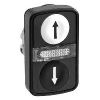 ZB4BW7A17247 - white flush/black flush illuminated double-headed pushbutton Ø22 with marking, Schneider Electric