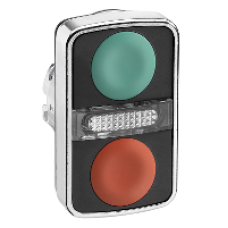 ZB4BW7A3740 - green flush/red flush illuminated double-headed pushbutton Ø22 unmarked, Schneider Electric