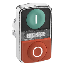 ZB4BW7L3741 - green flush/red projecting illuminated double-headed pushbutton Ø22 with marking, Schneider Electric