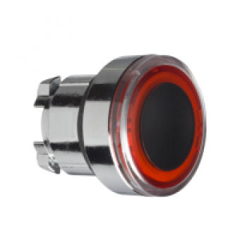 ZB4BW943 - red flush illuminated pushbutton head Ø22 spring return for integral LED, Schneider Electric