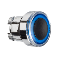 ZB4BW963 - blue flush illuminated pushbutton head Ø22 spring return for integral LED, Schneider Electric