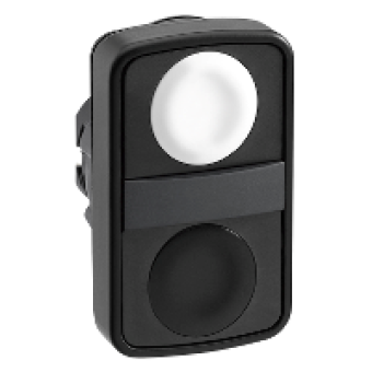 ZB5AA7120 - white flush/black flush double-headed pushbutton Ø22 unmarked, Schneider Electric
