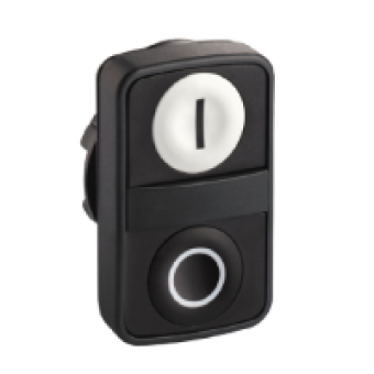 ZB5AA7121 - white flush/black flush double-headed pushbutton Ø22 with marking, Schneider Electric