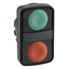 ZB5AA7340 - green flush/red flush double-headed pushbutton Ø22 unmarked, Schneider Electric