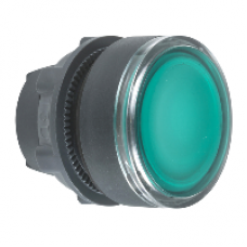 ZB5AH033 - green flush illuminated pushbutton head Ø22 push-push for integral LED, Schneider Electric