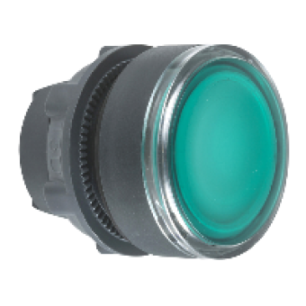ZB5AH033 - green flush illuminated pushbutton head Ø22 push-push for integral LED, Schneider Electric