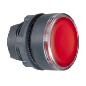 ZB5AH043 - red flush illuminated pushbutton head Ø22 push-push for integral LED, Schneider Electric