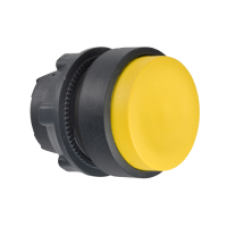 ZB5AH5 - yellow projecting pushbutton head Ø22 push-push unmarked, Schneider Electric