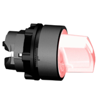 ZB5AK1543 - red illuminated selector switch head Ø22 3-position spring return, Schneider Electric