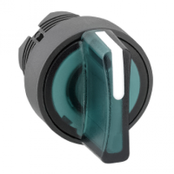 ZB5AK1833 - green illuminated selector switch head Ø22 3-position spring return, Schneider Electric