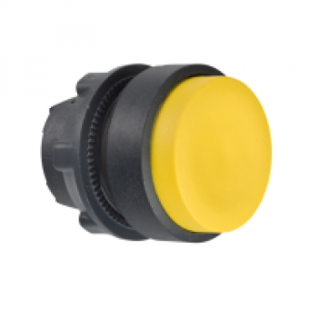 ZB5AL5 - yellow projecting pushbutton head Ø22 spring return unmarked, Schneider Electric