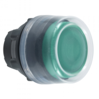 ZB5AP38 - green flush pushbutton head Ø22 spring return unmarked, Schneider Electric