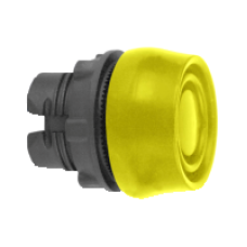 ZB5AP5S - yellow flush pushbutton head Ø22 spring return unmarked, Schneider Electric