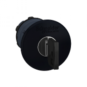 ZB5AS12 - black Ø40 mushroom pushbutton head Ø22 latching key release, Schneider Electric