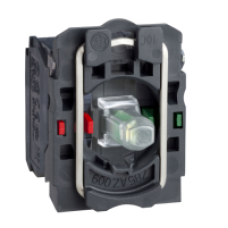 ZB5AW0B35 - green light block with body/fixing collar with integral LED 24V 1NO+1NC, Schneider Electric